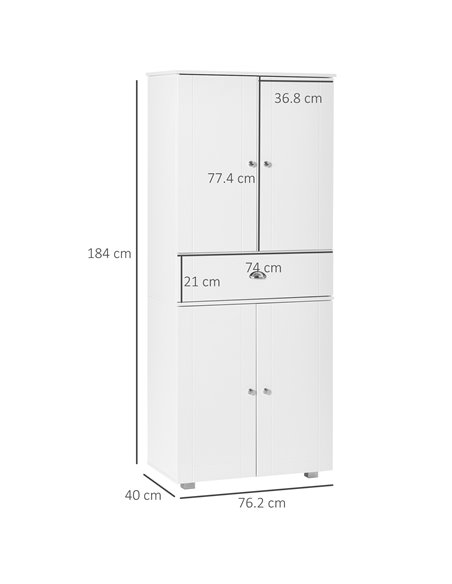 HOMCOM Freestanding Tall Kitchen Cupboard Storage Cabinets, White 835-419WT - pic 43043 | FastDaddyshop