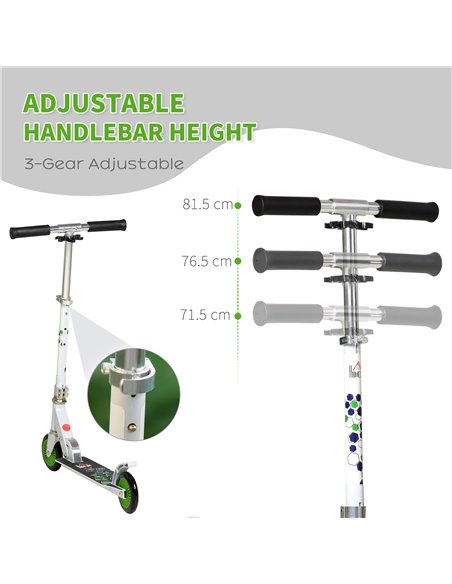 HOMCOM Scooter for Kids Toddler One-Click Foldable Kick Scooter with Adjustable Height Brake for Boys and Girls 3-8 Years Alumin - pic 4306 | FastDaddyshop