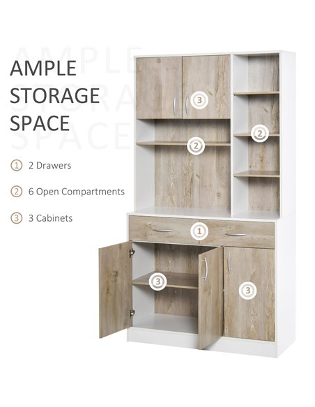 HOMCOM Kitchen Cupboard Sideboard Storage Cabinet Unit, Nature Wood 835-260 - pic 43062 | FastDaddyshop