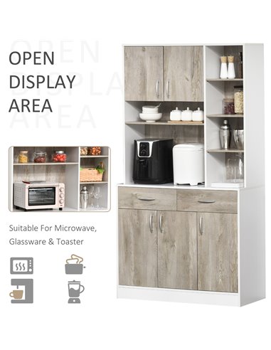 HOMCOM Kitchen Cupboard Sideboard Storage Cabinet Unit, Nature Wood 835-260