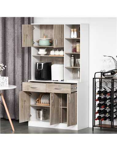 HOMCOM Kitchen Cupboard Sideboard Storage Cabinet Unit with Counter Top, Adjustable Shelves, Drawers for Dining Room, Living Roo
