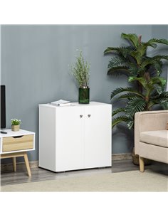 HOMCOM Storage Cabinet with 2 Shelves and Doors, White 838-140WT 2