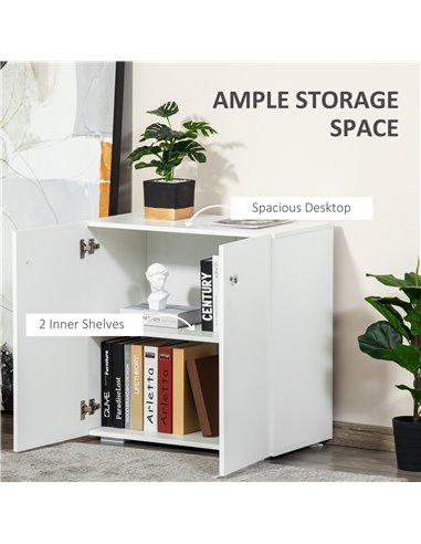 HOMCOM Storage Cabinet with 2 Shelves and Doors, White 838-140WT