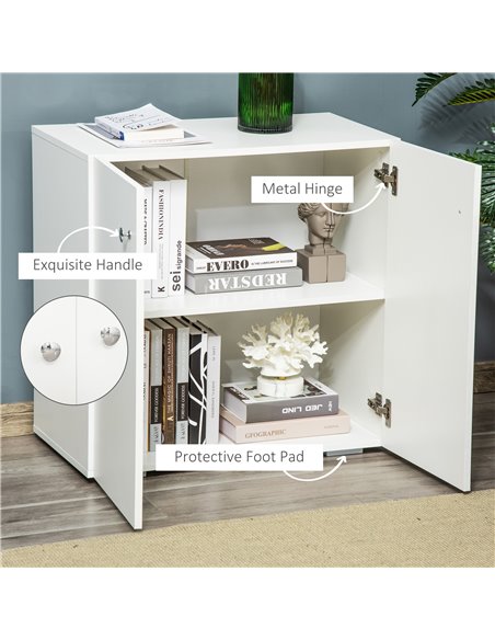 HOMCOM Storage Cabinet with 2 Shelves and Doors, Wooden Sideboard, Freestanding Kitchen Cupboard, Bookcase for Living Room, Hall - pic 43073 | FastDaddyshop
