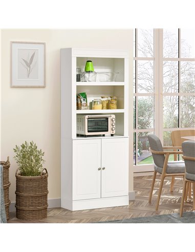 HOMCOM Kitchen Cupboard with 6-tier Shelving, White 835-492WT