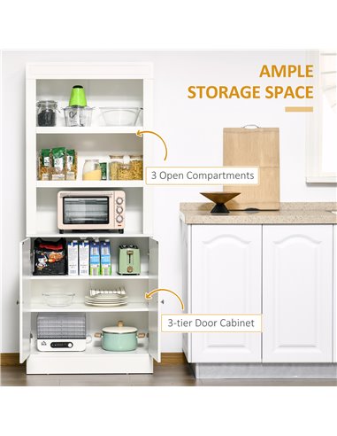 HOMCOM Kitchen Cupboard with 6-tier Shelving, White 835-492WT
