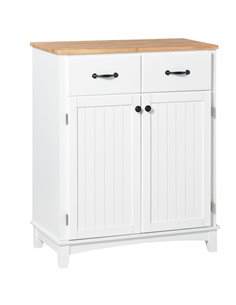 HOMCOM Modern Organising Kitchen Cupboard, White & Natural 835-277