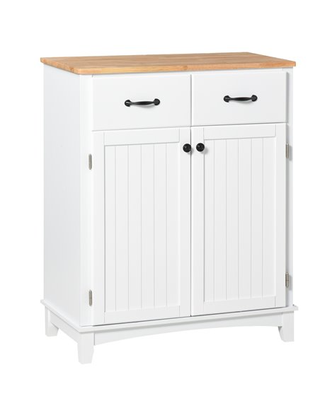 HOMCOM Modern Organising Kitchen Cupboard, White & Natural 835-277 - pic 43086 | FastDaddyshop