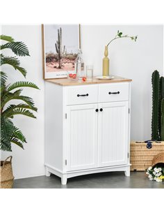 HOMCOM Modern Organising Kitchen Cupboard, White & Natural 835-277 2