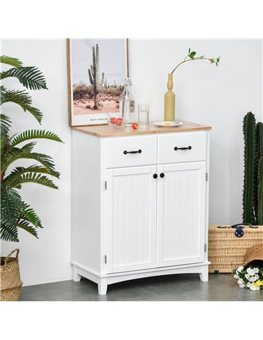 HOMCOM Modern Organising Kitchen Cupboard, White & Natural 835-277