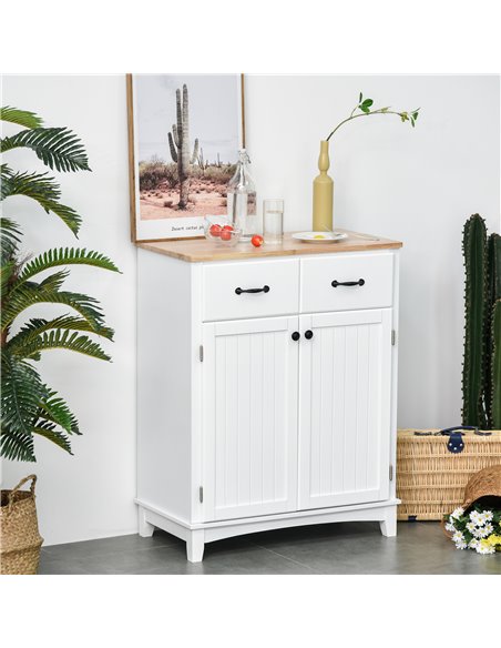 HOMCOM Modern Organising Kitchen Cupboard, White & Natural 835-277 - pic 43087 | FastDaddyshop