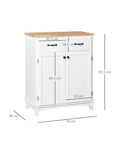 HOMCOM Modern Organising Kitchen Cupboard, White & Natural 835-277