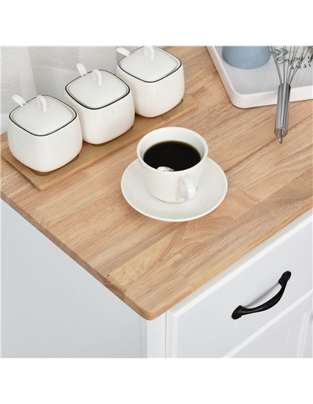 HOMCOM Modern Organising Kitchen Cupboard, Wooden Storage Cabinet, Tableware Organizer with 2 Drawers for Living & Dining Pantry - pic 43093 | FastDaddyshop
