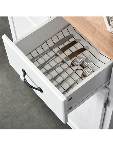 HOMCOM Modern Organising Kitchen Cupboard, Wooden Storage Cabinet, Tableware Organizer with 2 Drawers for Living & Dining Pantry
