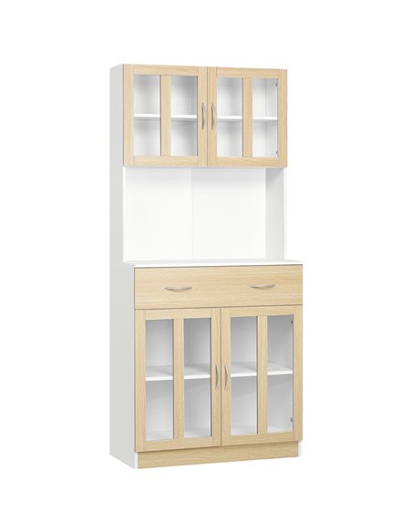 HOMCOM Modern Kitchen Cupboard, Storage Cabinet, White & Natural 835-539 - pic 43095 | FastDaddyshop