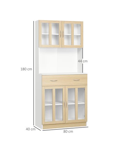 HOMCOM Modern Kitchen Cupboard, Storage Cabinet, White & Natural 835-539