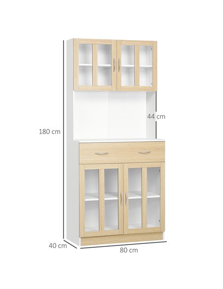 HOMCOM Modern Kitchen Cupboard, Storage Cabinet, White & Natural 835-539 - pic 43097 | FastDaddyshop