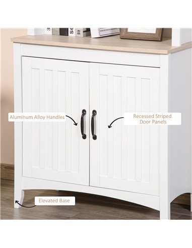 HOMCOM Kitchen Cupboard with 3-tier Shelving Double-door Storage Cabinet, Sideboard with Adjustable Shelves Microwave Oven Count