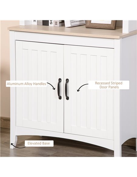 HOMCOM Kitchen Cupboard with 3-tier Shelving Double-door Storage Cabinet, Sideboard with Adjustable Shelves Microwave Oven Count - pic 43109 | FastDaddyshop