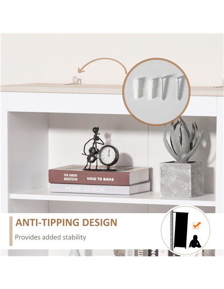 HOMCOM Kitchen Cupboard with 3-tier Shelving Double-door Storage Cabinet, Sideboard with Adjustable Shelves Microwave Oven Count - pic 43110 | FastDaddyshop