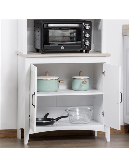 HOMCOM Kitchen Cupboard with 3-tier Shelving Double-door Storage Cabinet, Sideboard with Adjustable Shelves Microwave Oven Count - pic 43112 | FastDaddyshop