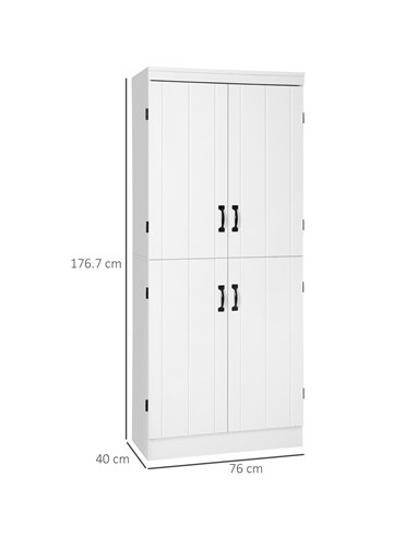 HOMCOM 4-Door Tall Kitchen Cupboard, White 838-128WT