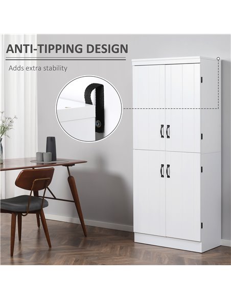 HOMCOM 4-Door Tall Kitchen Cupboard, Freestanding 6-Tier Storage Cabinet with 2 Adjustable Shelves for Living Room, Dining Room, - pic 43118 | FastDaddyshop