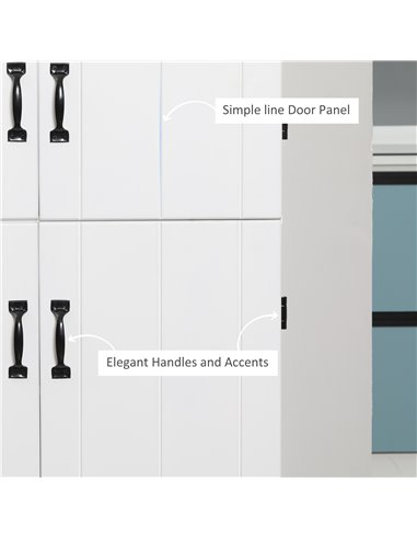 HOMCOM 4-Door Tall Kitchen Cupboard, Freestanding 6-Tier Storage Cabinet with 2 Adjustable Shelves for Living Room, Dining Room,