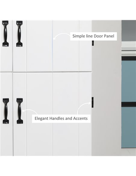 HOMCOM 4-Door Tall Kitchen Cupboard, Freestanding 6-Tier Storage Cabinet with 2 Adjustable Shelves for Living Room, Dining Room, - pic 43119 | FastDaddyshop