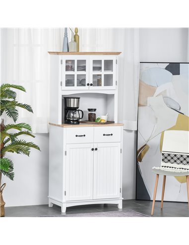 HOMCOM Freestanding Kitchen Cupboard, Storage Cabinet, White 835-278