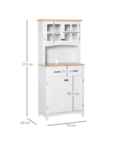 HOMCOM Freestanding Kitchen Cupboard, Storage Cabinet, White 835-278