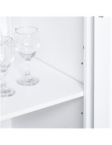 HOMCOM Freestanding Kitchen Cupboard, Kitchen Storage Cabinet with Framed Glass Doors, 2 Drawers, Microwave Counter, White 835-2