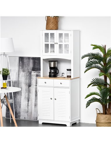 HOMCOM Modern Kitchen Cupboard, Louvered Kitchen Storage Cabinet, White 835-276