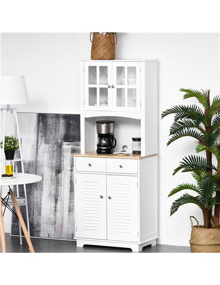 HOMCOM Modern Kitchen Cupboard, Louvered Kitchen Storage Cabinet, White 835-276 - pic 43131 | FastDaddyshop