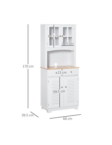HOMCOM Modern Kitchen Cupboard, Louvered Kitchen Storage Cabinet, White 835-276
