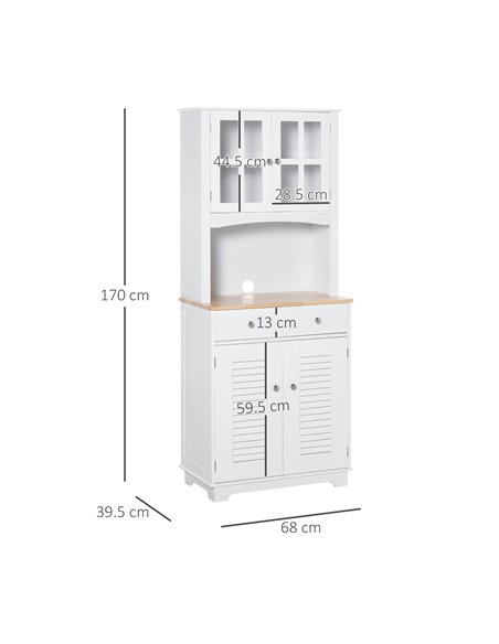 HOMCOM Modern Kitchen Cupboard, Louvered Kitchen Storage Cabinet, White 835-276 - pic 43133 | FastDaddyshop