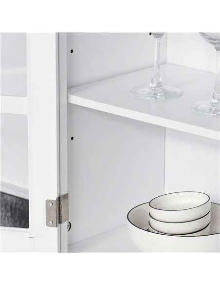 HOMCOM Modern Kitchen Cupboard, Louvered Kitchen Storage Cabinet with Framed Glass Doors and 2 Drawers, White 835-276 - pic 43139 | FastDaddyshop