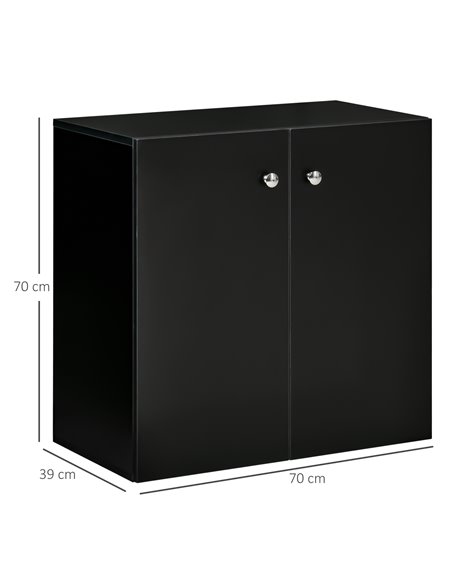 HOMCOM Storage Cabinet w/ Two Shelves Wooden Sideboard Freestanding Kitchen Cupboard Bookcase - Black 838-140BK - pic 43142 | FastDaddyshop