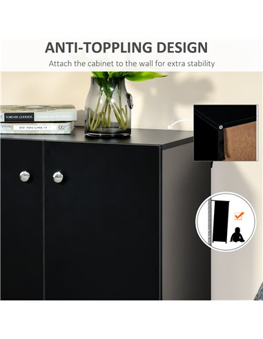 HOMCOM Storage Cabinet w/ Two Shelves Wooden Sideboard Freestanding Kitchen Cupboard Bookcase - Black 838-140BK
