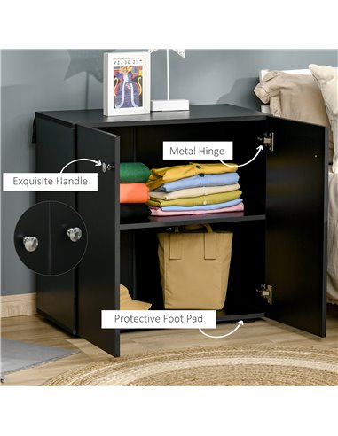 HOMCOM Storage Cabinet w/ Two Shelves Wooden Sideboard Freestanding Kitchen Cupboard Bookcase - Black 838-140BK
