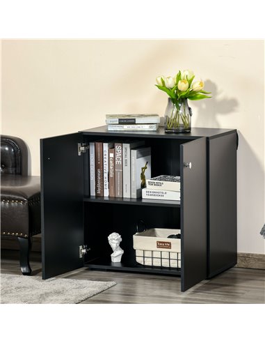 HOMCOM Storage Cabinet w/ Two Shelves Wooden Sideboard Freestanding Kitchen Cupboard Bookcase - Black 838-140BK