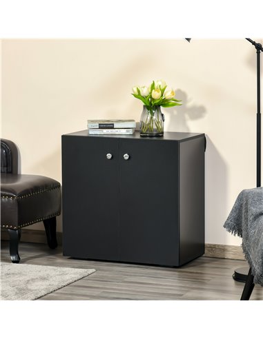 HOMCOM Storage Cabinet w/ Two Shelves Wooden Sideboard Freestanding Kitchen Cupboard Bookcase - Black 838-140BK