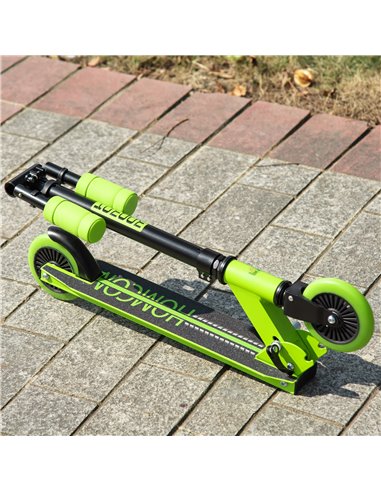 HOMCOM Scooter for Kids Toddler Foldable Kick Scooter with Adjustable Height Brake for Boys and Girls 3-8 Years Aluminium Green