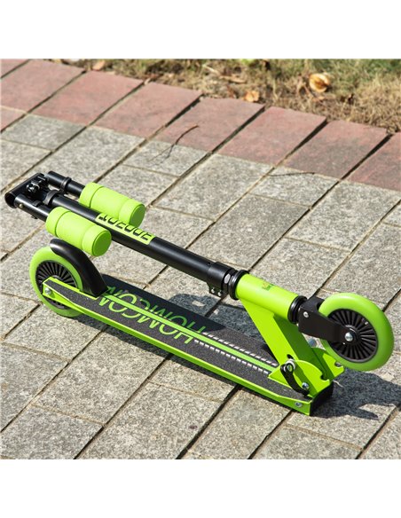HOMCOM Scooter for Kids Toddler Foldable Kick Scooter with Adjustable Height Brake for Boys and Girls 3-8 Years Aluminium Green - pic 4315 | FastDaddyshop