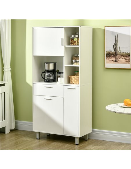 HOMCOM 166cm Modern Freestanding Kitchen Cupboard, Storage Cabinet with Shelves and Drawer, White 835-696V00WT - pic 43150 | FastDaddyshop