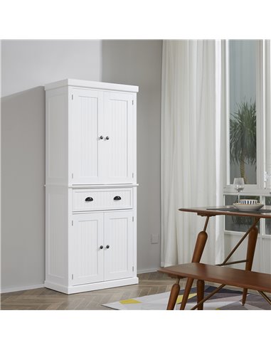 HOMCOM Traditional Kitchen Cupboard, Storage Cabinet, White 835-042V02WT