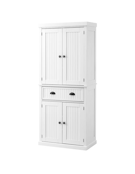 HOMCOM Traditional Kitchen Cupboard  Freestanding Storage Cabinet with Drawer, Doors and Adjustable Shelves, White 835-042V02WT - pic 43165 | FastDaddyshop