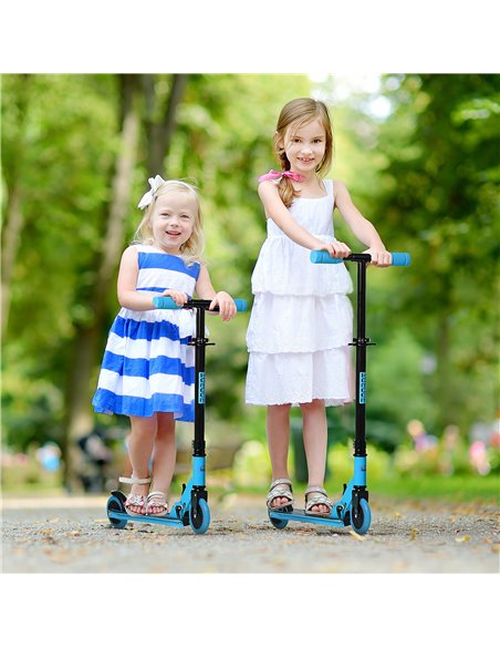 HOMCOM Scooter for Kids Toddler Foldable Kick Scooter with Adjustable Height Brake for Boys and Girls 3-8 Years Aluminium Blue - pic 4317 | FastDaddyshop