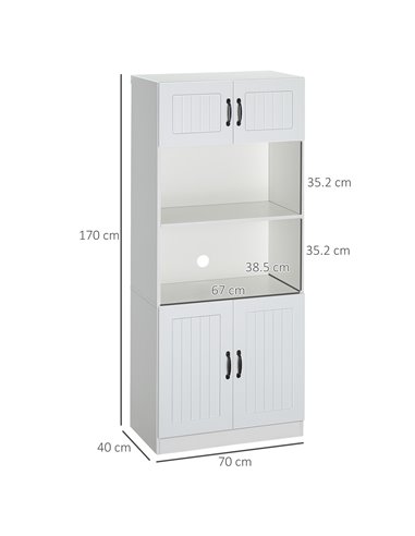 HOMCOM Kitchen Cupboard, 5-Tier Storage Cabinet, White 835-684V00WT