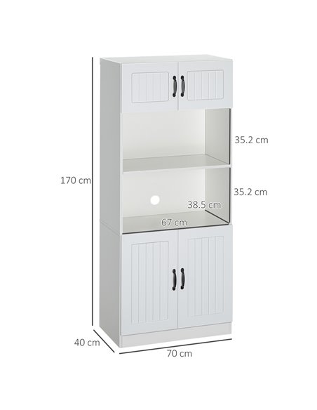 HOMCOM Kitchen Cupboard, 5-Tier Storage Cabinet, White 835-684V00WT - pic 43178 | FastDaddyshop